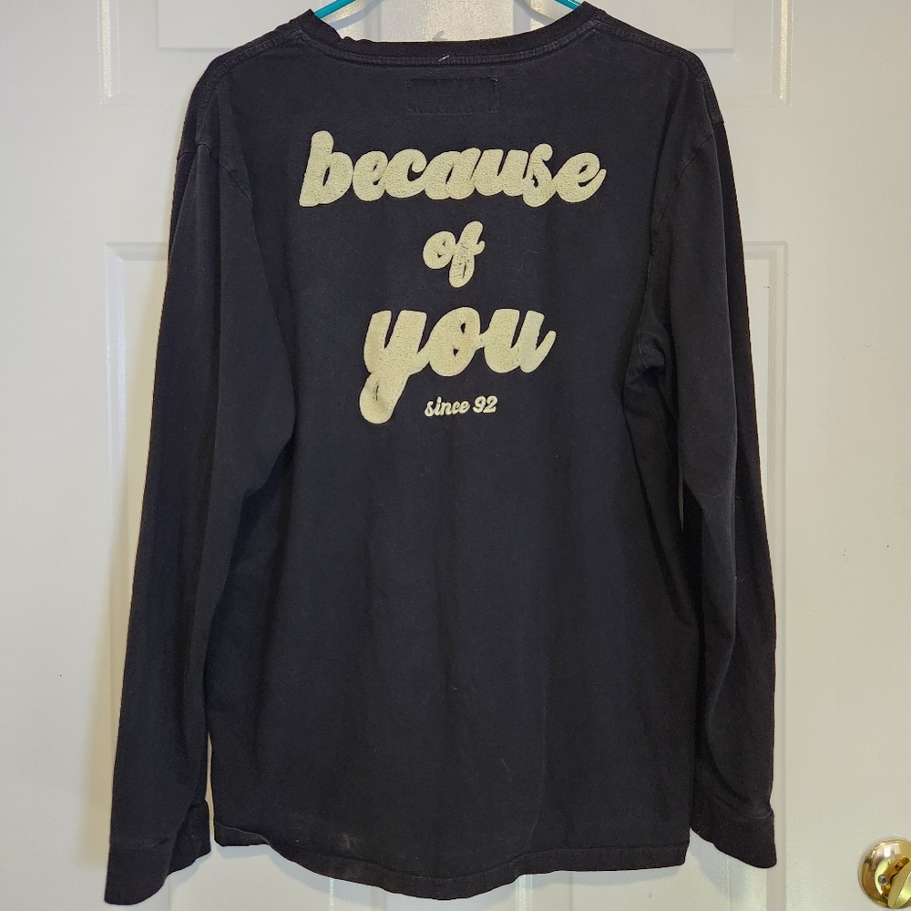 Dutch Bros Black Long Sleeve Tee Shirt Heart Windmill Logo Back Phrase Size XL